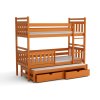 Patrová postel Pinokio v barvě olše – třílůžková dřevěná postel s výsuvnými šuplíky