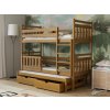 Patrová postel pro tři Pinokio v dekoru dub – dřevěná postel s přistýlkou a zásuvkami