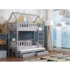 Patrová postel Otis v šedé barvě – domeček se zábranami a výsuvnou přistýlkou.