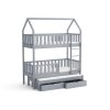 Postel Otis šedá – patrový domeček z masivu s úložným prostorem, čelní pohled.