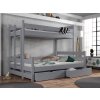 Patrová postel Albert v šedé barvě – čelní pohled se spodním úložným prostorem