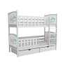 Dětská postel Bart bílá – patrové lůžko s tabulemi na kreslení a úložnými šuplíky