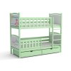 Dětská postel Bart zelená – dřevěná patrová postel s úložnými šuplíky a tabulemi