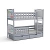 Dětská postel Bart šedá – patrová postel s kreslicími tabulemi a zásuvkami