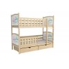 Patrová postel Bart přírodní – dětská postel z masivu borovice s úložnými prostory