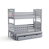Šedá postel Florida – patrové provedení pro tři osoby s přistýlkou a kreslicími tabulemi