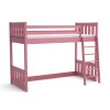 Postel horní spaní Alvin v růžovém odstínu – čelní pohled se žebříkem vlevo