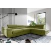 Zelená rohová rozkládací sedací souprava s lenoškou, pravá varianta