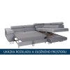 Rozkládací rohová sedací souprava Lily s úložným prostorem a lůžkem 125×193