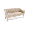 Béžová sametová trojsedačka Victoria Velutto 02 s bukovými nožičkami přírodní