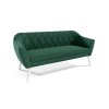 Sametová trojsedačka Victoria Velutto 10 zelená s bílými nožkami prošívané opěradlo