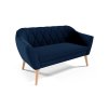 Dvojsedačka Victoria Velutto 25 modrá sametová s nožičkami přírodní buk