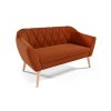 Sametová oranžová dvojsedačka Victoria Velutto 33 s přírodními nožkami