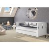 Bílá rozkládací postel s úložným prostorem - masiv borovice