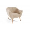Sametové béžové křeslo Venus Velutto 02 s nožkami z přírodního buku