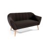 Hnědá dvojsedačka Venus Velutto 06 s přírodními dřevěnými nožičkami