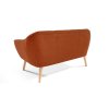 Oranžová dvojsedačka Venus Velutto 33 – zadní strana, bukové nožičky přírodní