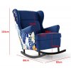 Modré houpací křeslo Lorenzo rozměry 104×88×80 cm a výška sedu 43 cm