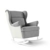 Šedé houpací křeslo s bílými nožkami potah Trinity Lorenzo