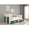 Dětská postel Bibi s úložným prostorem - 80x180 cm bílá/zelená