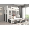 Patrová postel s přistýlkou Artema - 80x180 cm bílá/antracit