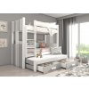 Patrová postel pro 3 Artema - 90x200 cm bílá/šedá