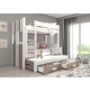 Patrová postel pro 3 Artema - 90x200 cm bílá/trufla