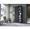 Černá šatní skříň se zrcadlem a s posuvnými dveřmi Prescco - 120 cm