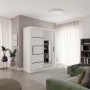 Šatní skříň se zrcadlem a posuvnými dveřmi Mox - 160 cm - bílá