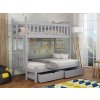 Patrová postel Lukáš v šedém provedení – čelní pohled se žebříkem a spodním dvojlůžkem