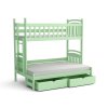 Patrová postel Lukáš v zelené barvě – čelní produktový pohled se šuplíky