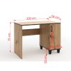 Psací stůl Pola dub artisan s rozměry v centimetrech – čelní pohled