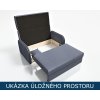 Šedá rozkládací pohovka Gold 3 – úložný prostor pod sedákem