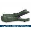Sedací souprava do L zelená Rico – úložný prostor pod lenoškou