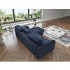 Modrá rohová sedačka s úložným prostorem