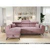 Růžová sedačka do L s rozkladem