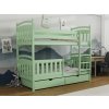 Patrová postel Adaš v zelené barvě – čelní pohled na obě lůžka