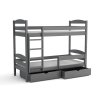 Patrová postel Kajtek v grafitové barvě s výsuvnými šuplíky