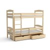 Dřevěná patrová postel Kajtek z borovice přírodní s úložným prostorem