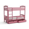 Dívčí patrová postel Kajtek v pastelově růžovém provedení s šuplíky