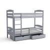 Šedá patrová postel Kajtek v popelavém odstínu s úložným prostorem
