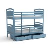 Patrová postel Mája – modré provedení s úložnými šuplíky