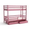 Dívčí patrová postel Elegant power růžová – dřevěná postel s úložnými zásuvkami