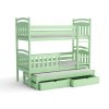 Zelená patrová postel Kubuš – dětská postel z masivu s úložným prostorem
