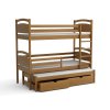 Patrová postel pro tři Mája 2 v dekoru dub – čelní pohled na třílůžkovou dřevěnou postel