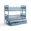Modrá patrová postel pro tři Mája 2 – dětská varianta z masivu s úložným prostorem