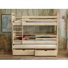 Patrová postel pro tři Tornádo 2 v přírodním odstínu – dřevěná postel s přistýlkou