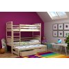 Patrová postel Tornádo 2 v přírodním odstínu – dětský pokoj s rozloženou přistýlkou