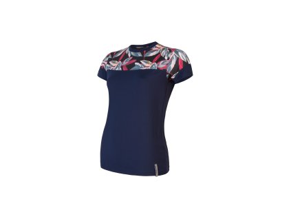 SENSOR COOLMAX IMPRESS dámske tričko kr. rukáv tmavomodrá/list, v. L