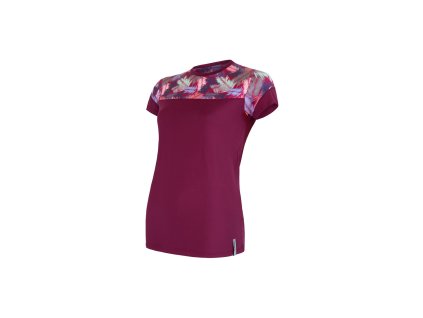 SENSOR COOLMAX IMPRESS dámske tričko kr. rukáv fialová/list, v. S